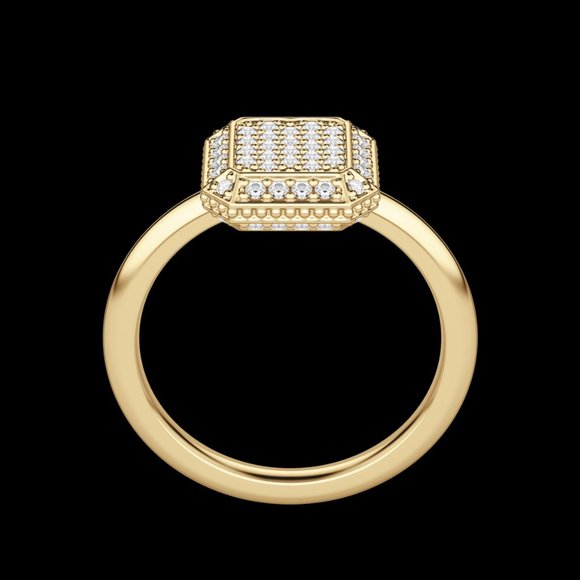Asscher Pavé Ring - Picture 6 of 9